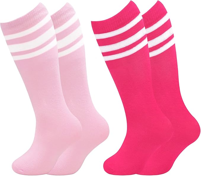 Sarfel Kids Soccer Socks Toddler Soccer Socks Girls Boys Soccer Socks Kids Tube Socks with Stripes Toddler Knee High Socks