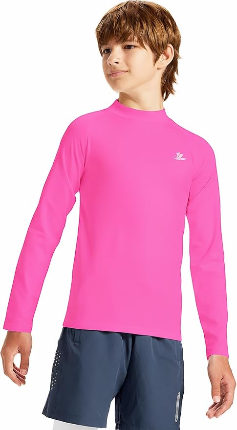 DEVOROPA Youth Boys Compression Thermal Shirt Long Sleeve Kids Fleece Baselayer Soccer Baseball Undershirt Slim/Regular/Husky