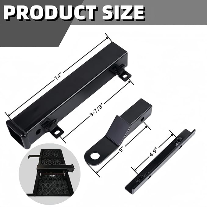 Golf Cart Hitch, Trailer Hitch with 2 Inch Receiver, High-Strength Universal Fit,Trailer Kit for Club Car, Ezgo, Yamaha Golf Cart Back Seat Footrest