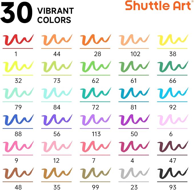 Shuttle Art Dual Tip Brush Marker Pens, 30 Colors Dual Tip Calligraphy Pens - Image 3