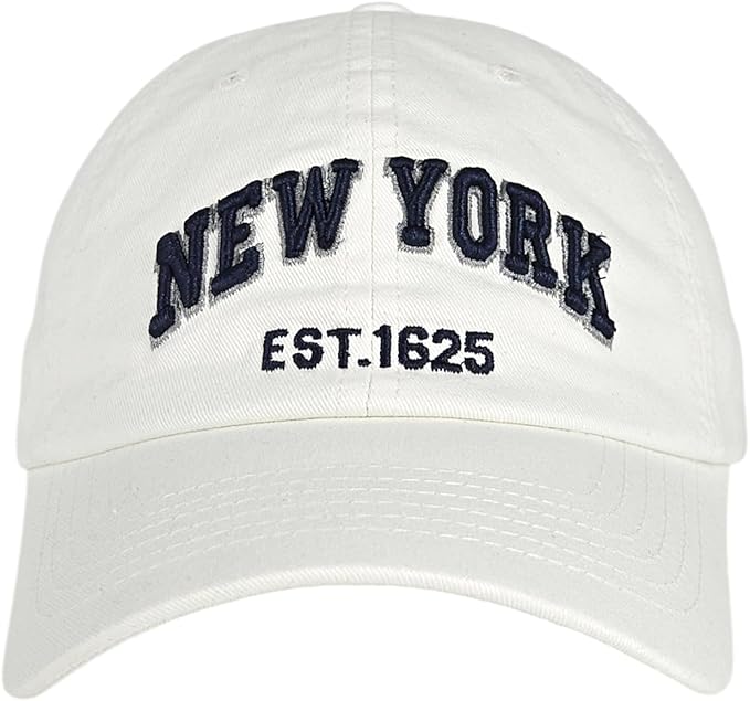 Elidan NY Dad Hat New York EST.1625 Cotton Cap, Adjust Buckle Strap, Unstructured Low-Profile NY Baseball Cap for Men & Women