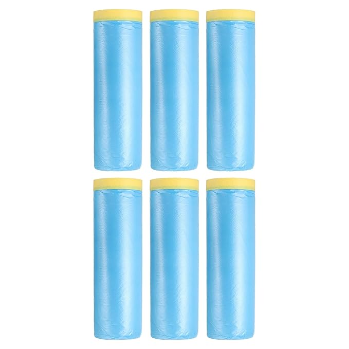 uxcell Pre-Taped Masking Film, 4.9ft x 66ft Plastic Paint Drop Cloth by uxcell