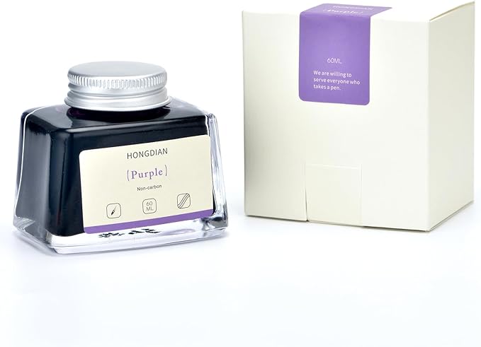 Hongdian Fountain Pen Bottled Ink Purple Color, 60ml Non Carbon Inkwell Bottle - Image 3