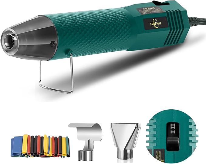 Heat Gun 350W with Dual Temp 392°F & 662°F and 2 Nozzles, Fast Heat Hot Air Gun by CUBEWAY
