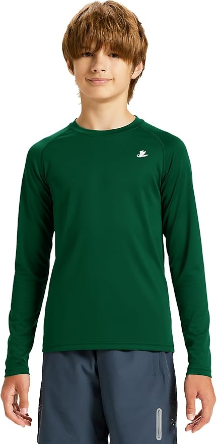 DEVOROPA Youth Boys Compression Thermal Shirt Long Sleeve Kids Fleece Baselayer Soccer Baseball Undershirt Slim/Regular/Husky