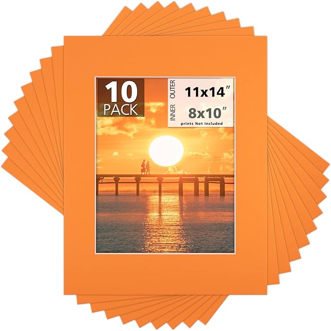 Mat Board Center, 11x14 for 8x10 Orange Color Mats by MatBoardCenter