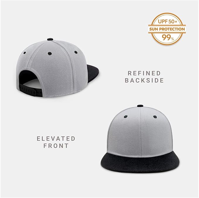CHOK.LIDS Flat Bill Visor Classic Snapback Hat Blank Adjustable Brim High Top End Trendy Color Style Plain Tone Baseball Cap