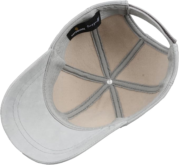 Suede Leather Baseball Cap – Unstructured 6 Panel Adjustable Strapback Hat for Men & Women