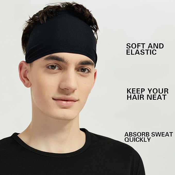 Pilamor Sports Headbands for Men (5 Pack),Moisture Wicking Workout Headband, Sweatband Headbands for Running,Cycling,Football,Yoga,Hairband for Women and Men