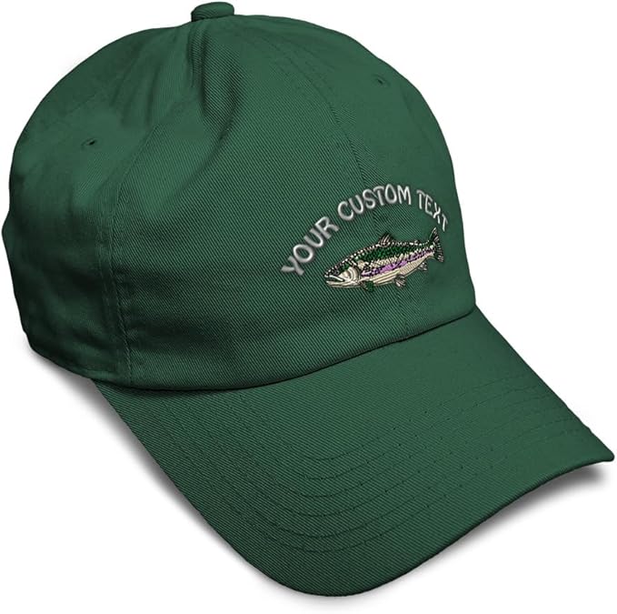 Custom Soft Baseball Hat Embroidered Dad Hat Fish Rainbow Trout Men & Ladies Baseball Cap Cotton