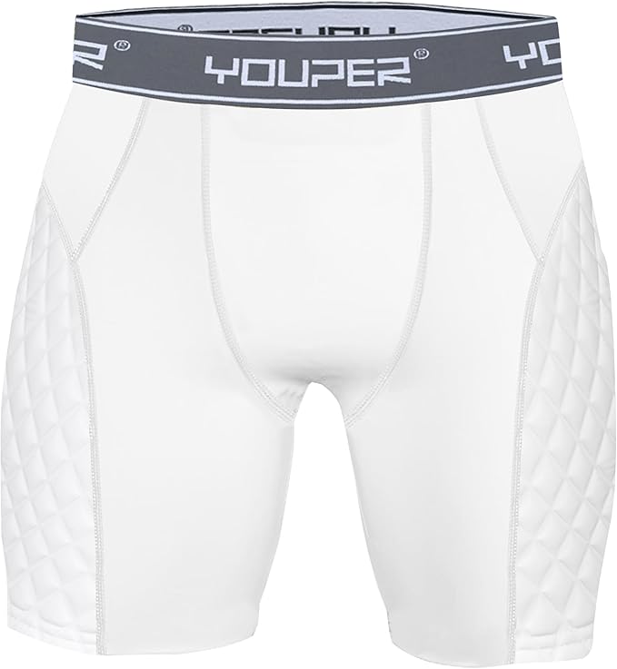 Youper Adult Elite Compression Padded Sliding Shorts w/Cup Pocket for Baseball, Football