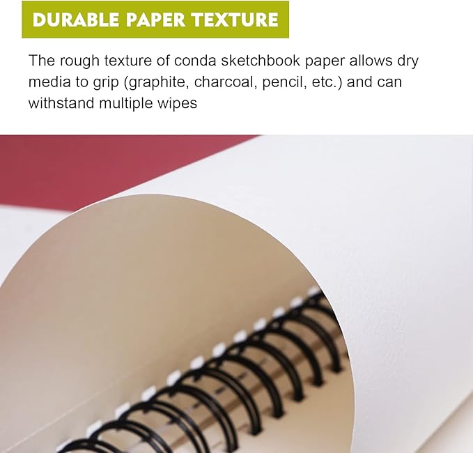 Conda 8.5"x11" Hardbound Sketch Book, Double-Sided Hardcover Sketchbook - Image 4