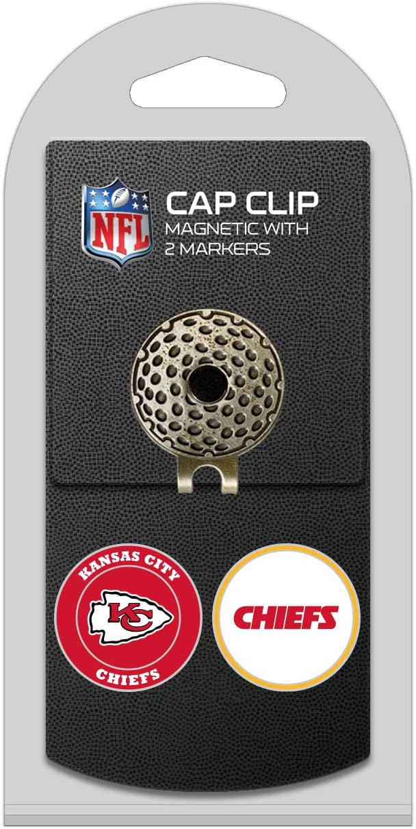 Team Golf NFL Golf Cap Clip with 2 Removable Double-Sided Enamel Magnetic Ball Markers, Attaches Easily to Hats