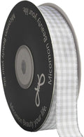 Gingham Ribbon - Gray and White, 25 Yards Each Roll, 100% Polyester by Micomon