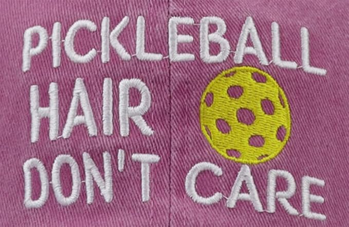 Pickleball Hair Don't Care Hats for Men Women, Funny Adjustable Embroidered Wash Cotton Gifts Baseball Caps
