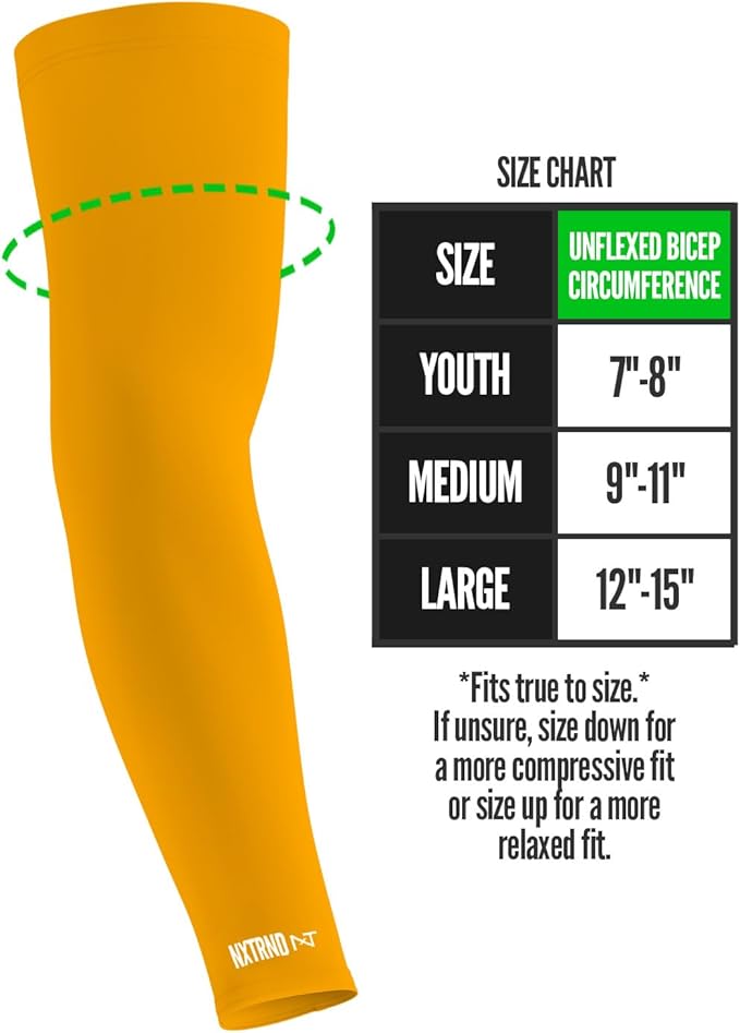 1 Pair Nxtrnd Compression Arm Sleeves for Men, Breathable Football, Basketball, Baseball Accessory, Adult & Kids