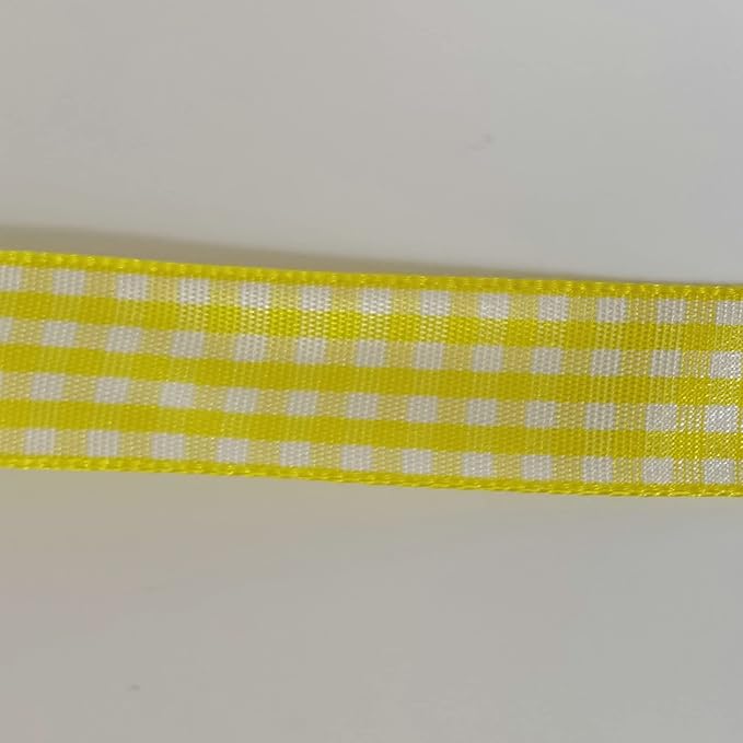 Yellow Gingham Plaid Checked Ribbon 25 Yards Each Roll 100% Polyester - Image 9