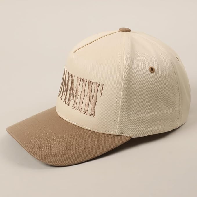 MIRMARU Two-Tone Vintage Canvas Trucker Hats for Men & Women, Adjustable Size Baseball Caps with Trendy Embroidered Design