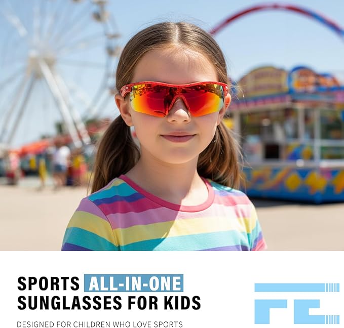 FEISEDY Kids Teens Baseball Polarized Sunglasses Sports TR90 Frame Boys Girls Cycling B2454