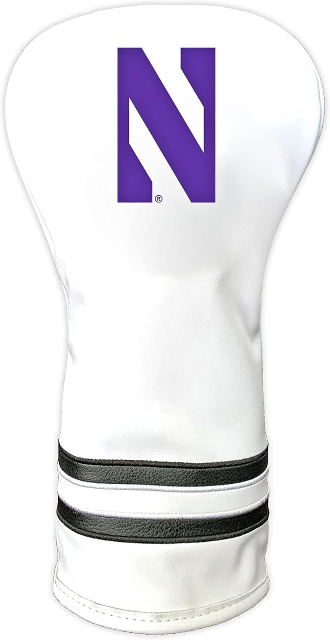Team Golf NCAA White Vintage Driver Golf Club Headcover, Form Fitting Design, Retro Design