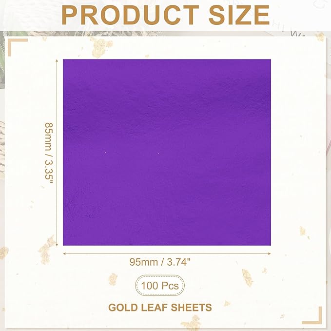 PATIKIL Gold Leaf Sheets for Art 3.7" x 3.4", Dark Purple - Image 2
