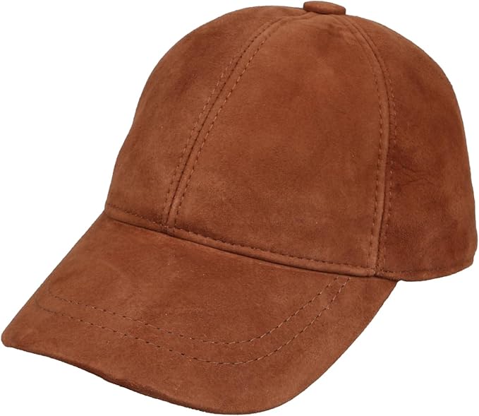 Suede Leather Baseball Cap – Unstructured 6 Panel Adjustable Strapback Hat for Men & Women