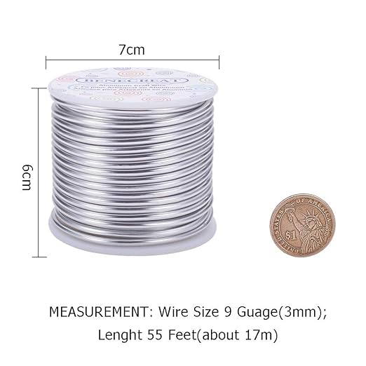 BENECREAT 9 Gauge Jewelry Craft Aluminum Wire 55 Feet Bendable Metal Sculpting - Image 2
