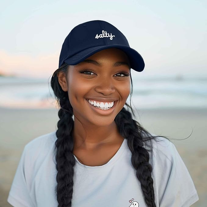 DALIX Salty Embroidered Cotton Beach Baseball Cap Adjustable Dad Hat Womens