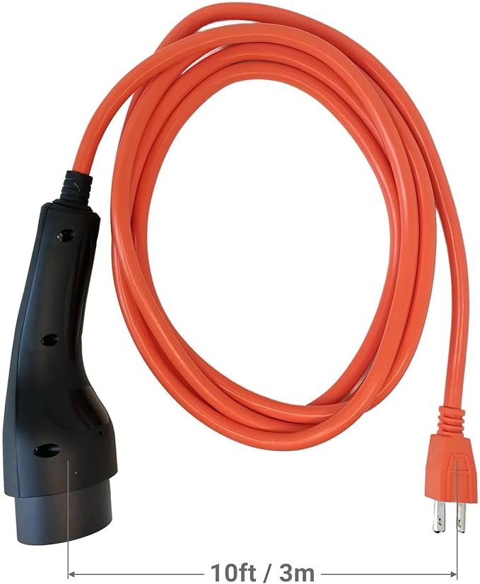 JOEEGO Charging Power Cord Assembly Compatible with Evolution EV Golf Carts, 30A 110V~220V, Replaces OEM# 2.04.0620 (Orange 10ft Plus)