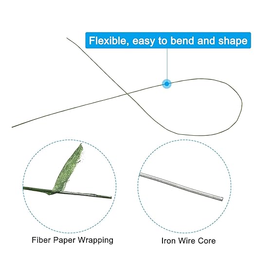 PATIKIL 30 Gauge 16" Floral Stem Wire, Dark Green - Image 3