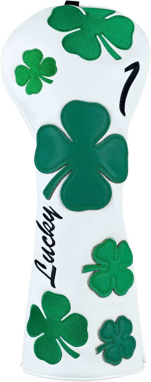 Craftsman Golf Green Lucky Clover Driver Wood Hybrid Headcover Blade Mallet Putter Cover for Scotty Cameron Taylormade Odyssey Also for Custom Version with Your Name Stitched