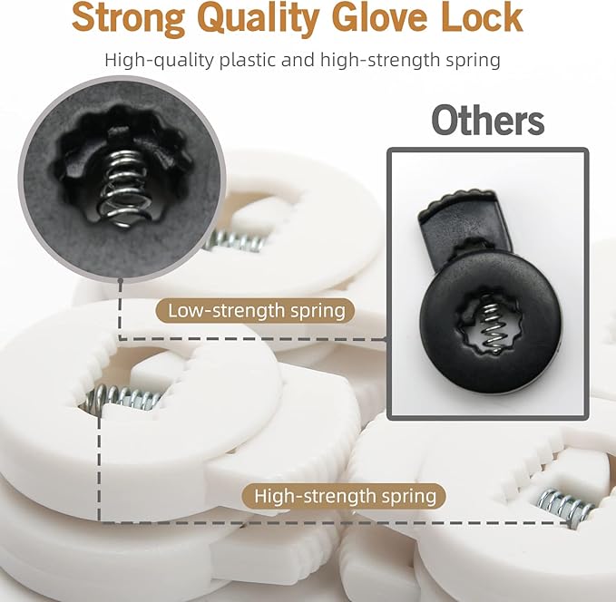 AliBall Glove Locks, Lace Locks for Baseball Glove 8 Pack, Never Need Thying Knots Again, Strong Elasticity, Made Plastic and Springs, Fits All Gloves, Baseball Gloves Accessories