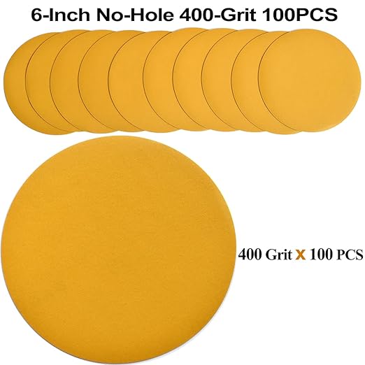 6-Inch No-Hole Hook and Loop Sanding Discs 400-Grit, Random Orbital Sandpaper - Image 2