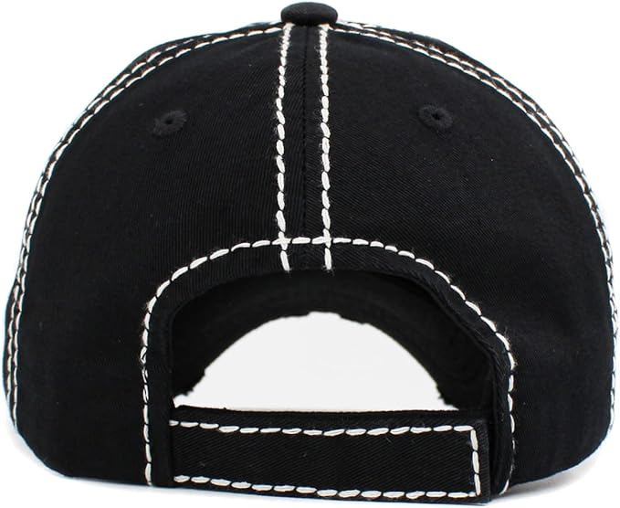 Funky Junque Distressed Vintage Baseball Cap - Embroidered Patch Women's Hat - Holiday, Lifestyle & Patriotic Designs
