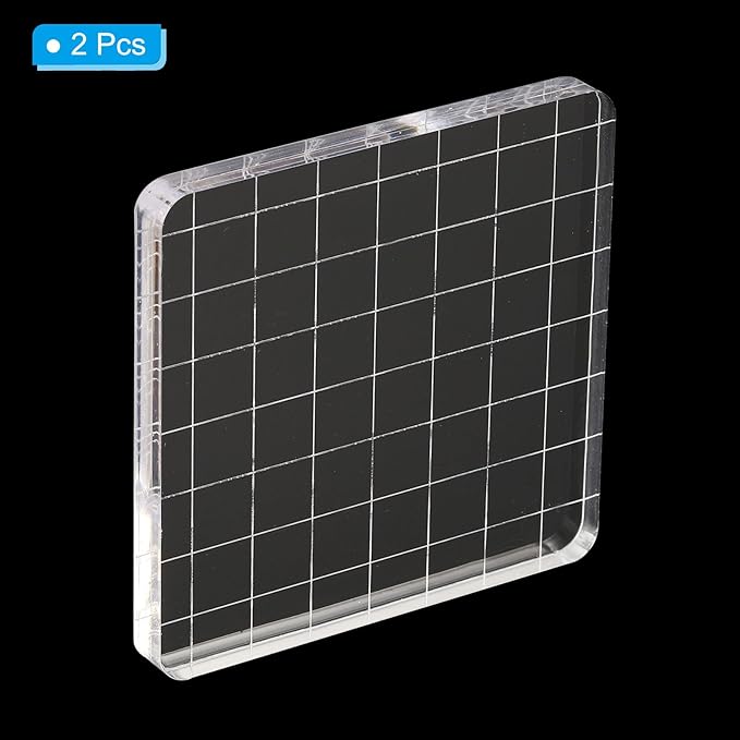 PATIKIL 3" x 3" Acrylic Stamp Block, 2 Pack Clear Stamping Block - Image 3