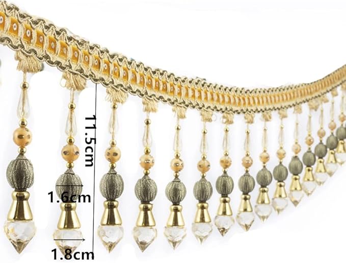 3yards Beading Fringe Trimming Long Beads Tassel Curtain Trim Ribbon Trim - Image 4