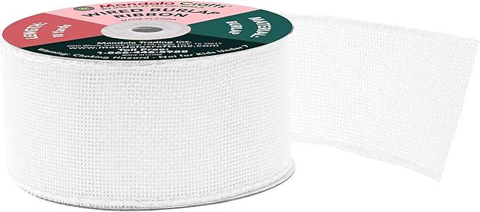 Mandala Crafts White Burlap Wired Ribbon 1.5 Inches Wide Jute Ribbons - Image 2