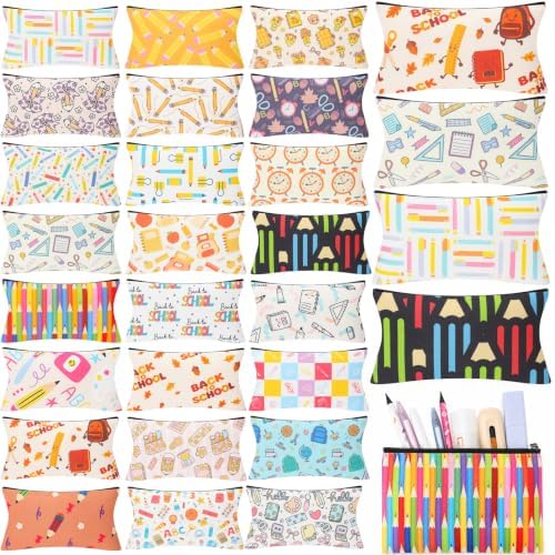 Meanplan 24 Pcs Back to Teacher Makeup Bag Gift, First Day of Cosmetic Bag