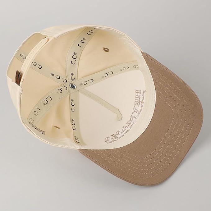 MIRMARU Two-Tone Vintage Canvas Trucker Hats for Men & Women, Adjustable Size Baseball Caps with Trendy Embroidered Design