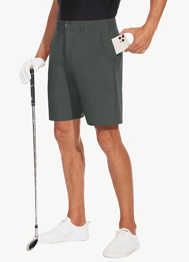 JWM Mens 7"/9" Stretch Golf Shorts - Lightweight Hybrid Casual Dress Work Flat Front Shorts with 5 Pockets Quick Dry UPF50
