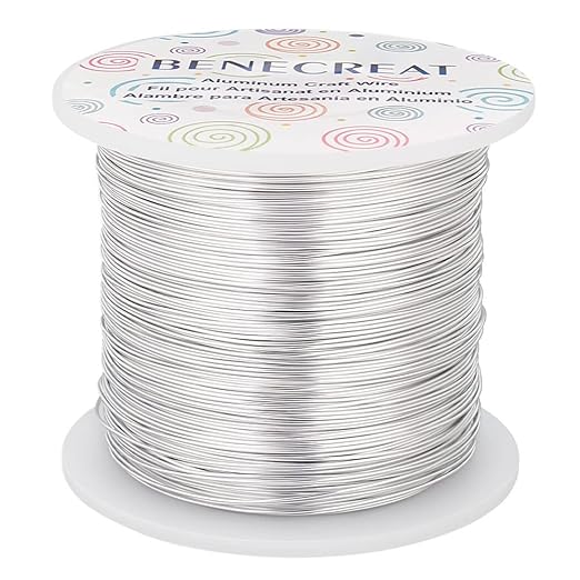 BENECREAT 22 Gauge Silver Aluminum Wire 850FT Decor Jewelry Craft Wire Beading by BENECREAT