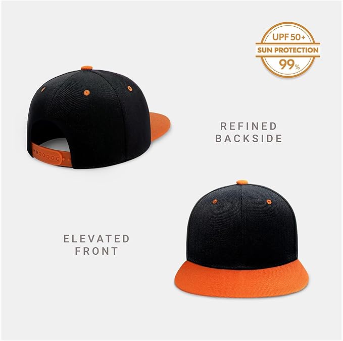 CHOK.LIDS Flat Bill Visor Classic Snapback Hat Blank Adjustable Brim High Top End Trendy Color Style Plain Tone Baseball Cap