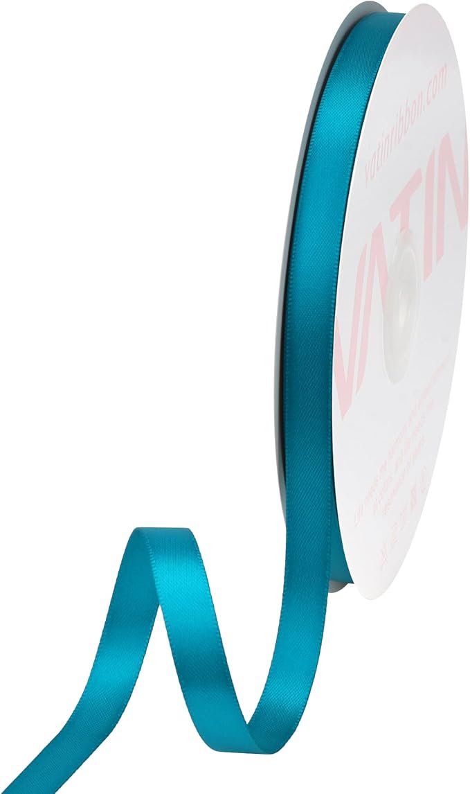 VATIN Double Face Turquoise Satin Ribbon 3/8" Continuous 50 Yards, Gift Wrapping by VATIN