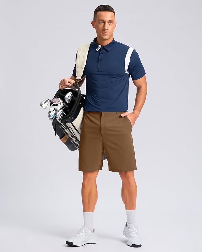 Pudolla Men's Casual Shorts 7"/9"/5" Lightweight Golf Shorts with 3 Pockets Stretch Quick Dry Comfy Work Shorts