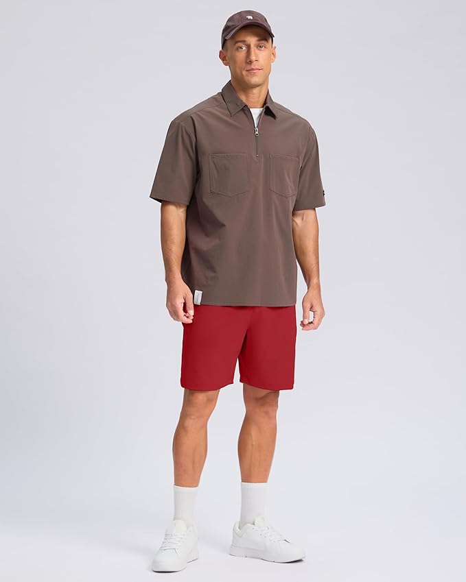 Pudolla Men's Casual Shorts 7"/9"/5" Lightweight Golf Shorts with 3 Pockets Stretch Quick Dry Comfy Work Shorts