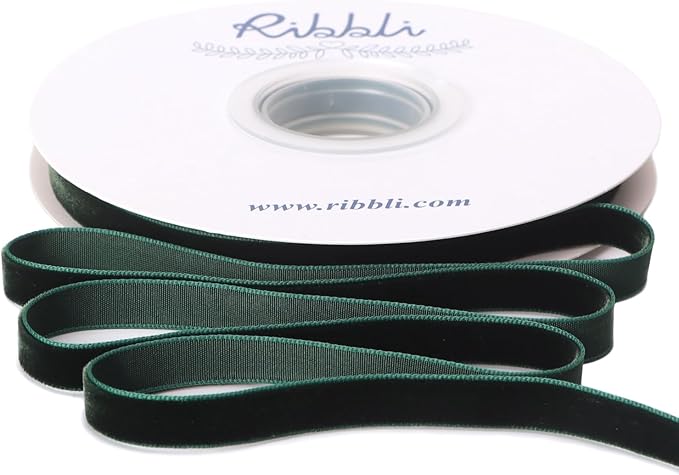 Ribbli Dark Green Velvet Ribbon 3/8 Inches Continuous10 Yard Spool Red by Ribbli