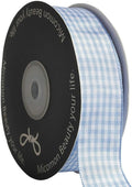Light Blue Gingham Plaid Checked Ribbon 25 Yard Each Roll 100% Polyester by Micomon