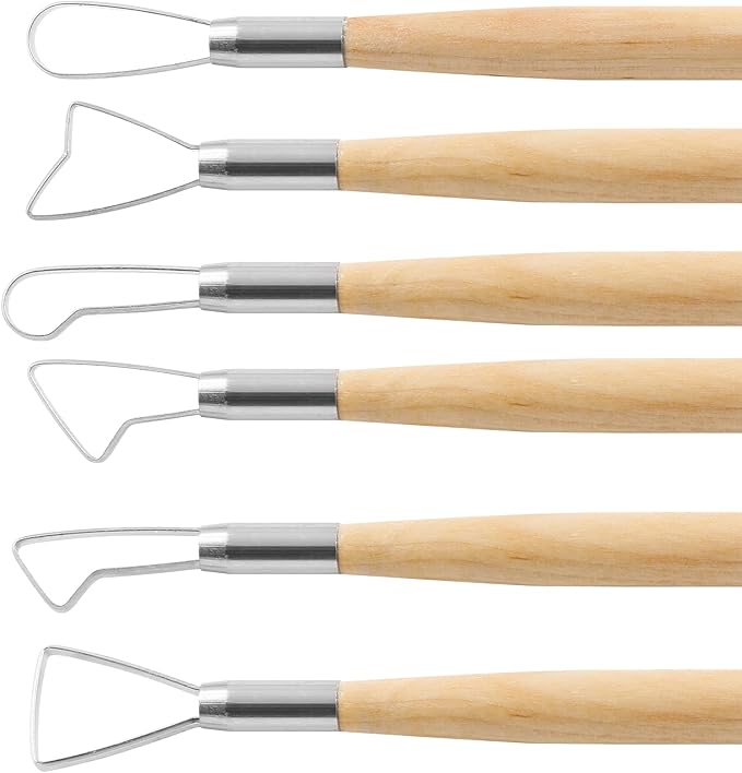 Suiwotin 6pcs Double-Sided Clay Sculpting Tools, Wooden Handle Ribbon Clay Tools - Image 3