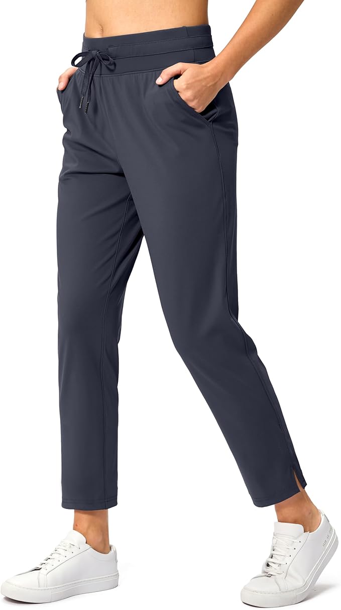 Soothfeel Women's Pants with 4 Pockets 7/8 Stretch High Waisted Sweatpants Travel Athletic Work Golf Pants for Women