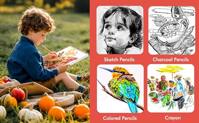 Soucolor 9" x 12" Kids Sketch Book, 100 Sheets Spiral Bound Art Sketchbook - Image 7